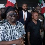 NLC President,Joe Ajero accompanied by Femi Falana and other activists to honour police invitation in Abuja,yesterday.